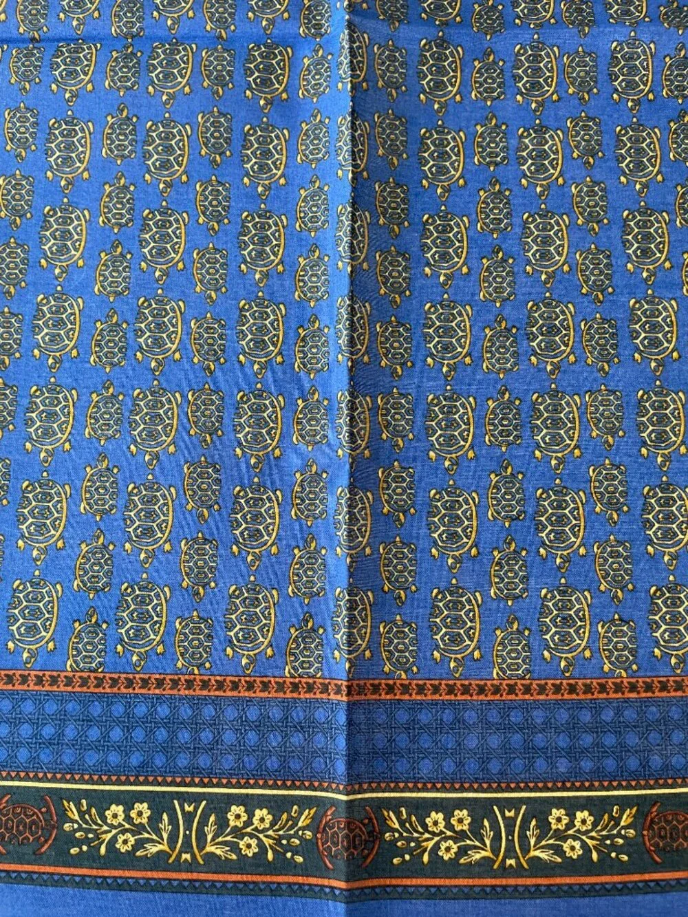 Christian Dior Vintage Cotton Scarf | NWT | Turtle Print | Rolled Hem
